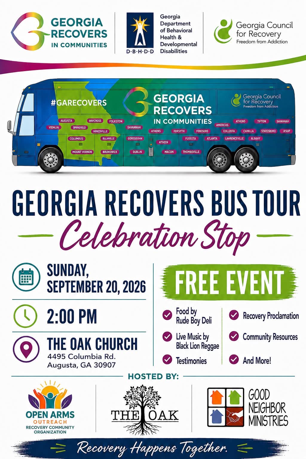 Georgia Recovers Bus Tour Celebration Stop event flyer